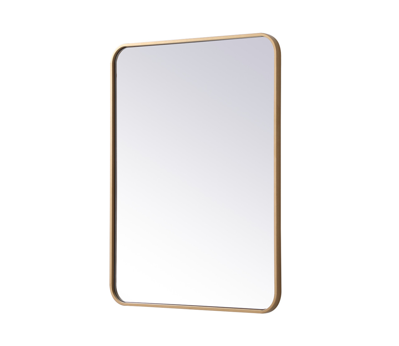 Elegant Decor MR802432BR Soft corner metal rectangular mirror 24x32 inch in Brass