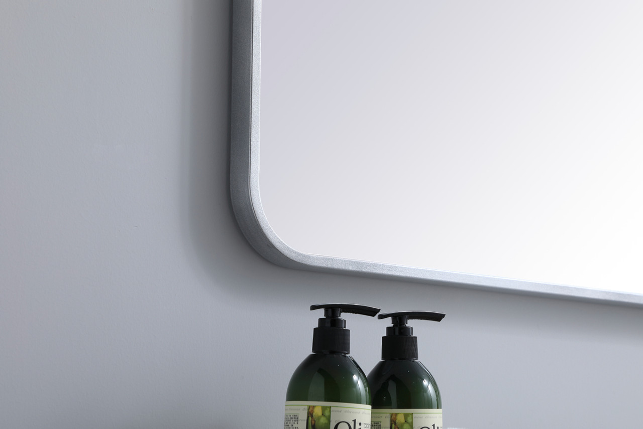 Elegant Decor MR802432S Soft corner metal rectangular mirror 24x32 inch in Silver