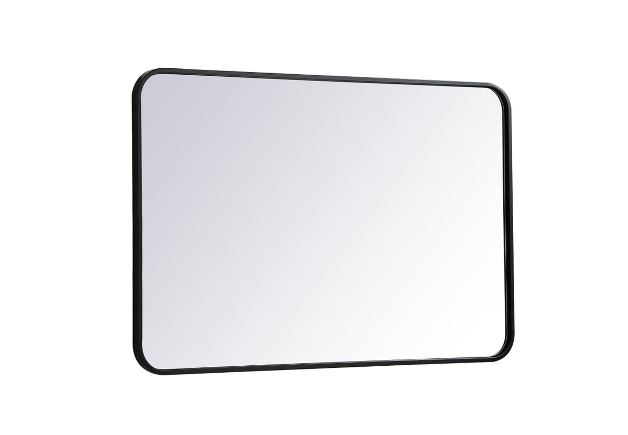 Elegant Decor MR802436BK Soft corner metal rectangular mirror 24x36 inch in Black