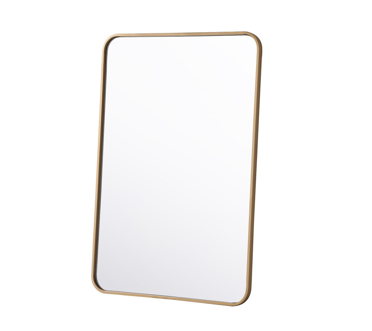 Elegant Decor MR802436BR Soft corner metal rectangular mirror 24x36 inch in Brass