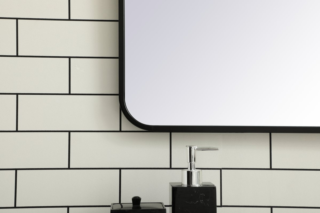 Elegant Decor MR802440BK Soft corner metal rectangular mirror 24x40 inch in Black