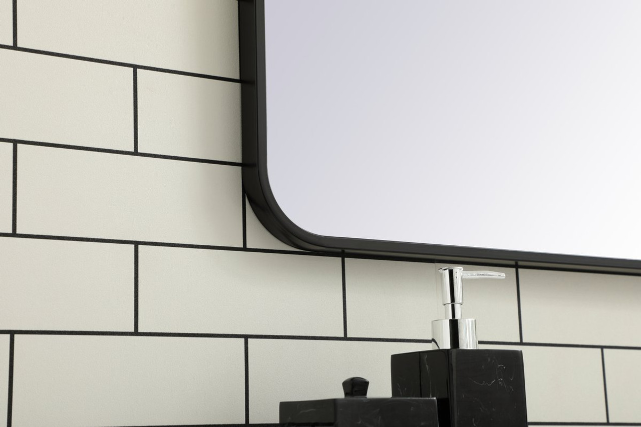 Elegant Decor MR802440BK Soft corner metal rectangular mirror 24x40 inch in Black