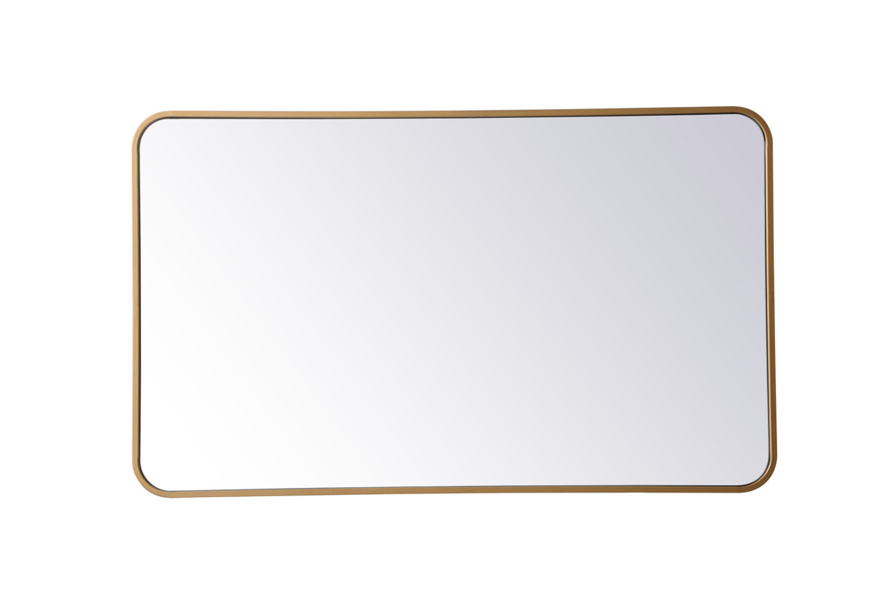 Elegant Decor MR802440BR Soft corner metal rectangular mirror 24x40 inch in Brass