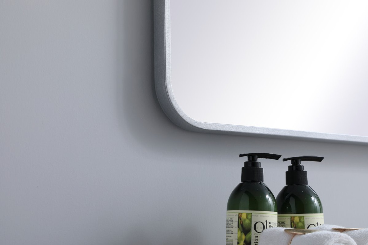 Elegant Decor MR802440S Soft corner metal rectangular mirror 24x40 inch in Silver Elegant Decor MR802440S Soft corner metal rectangular mirror 24x40 inch in Silver