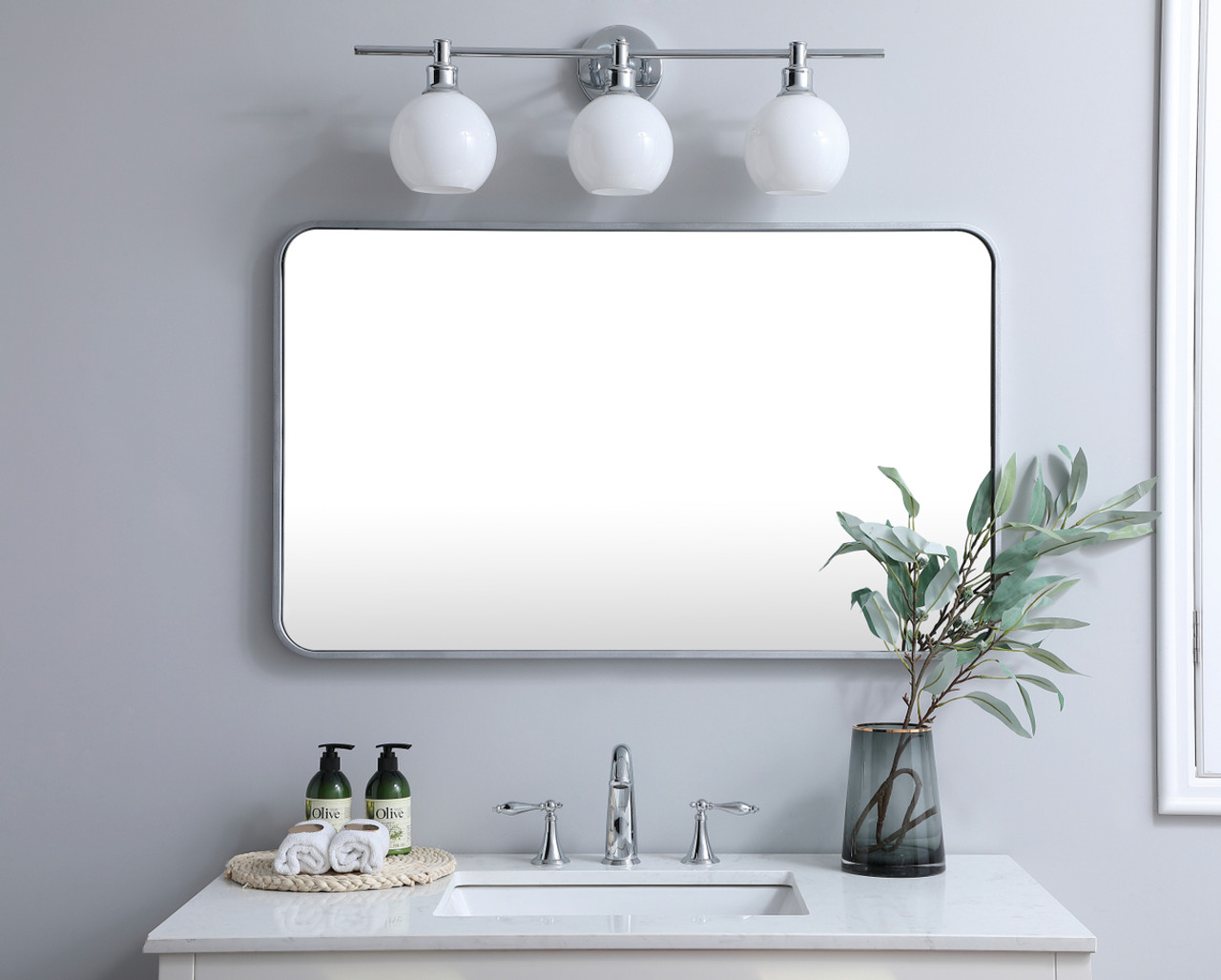 Elegant Decor MR802440S Soft corner metal rectangular mirror 24x40 inch in Silver Elegant Decor MR802440S Soft corner metal rectangular mirror 24x40 inch in Silver