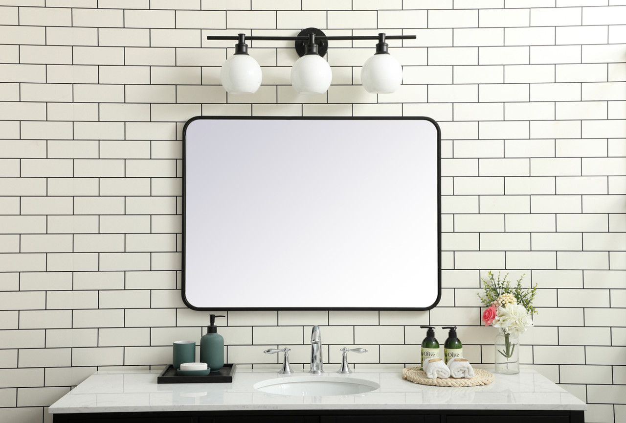 Elegant Decor MR802736BK Soft corner metal rectangular mirror 27x36 inch in Black