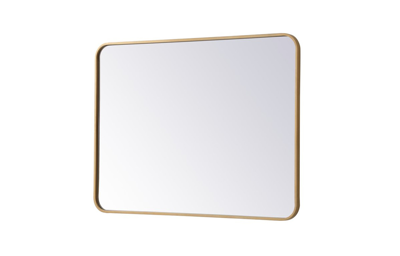 Elegant Decor MR802736BR Soft corner metal rectangular mirror 27x36 inch in Brass