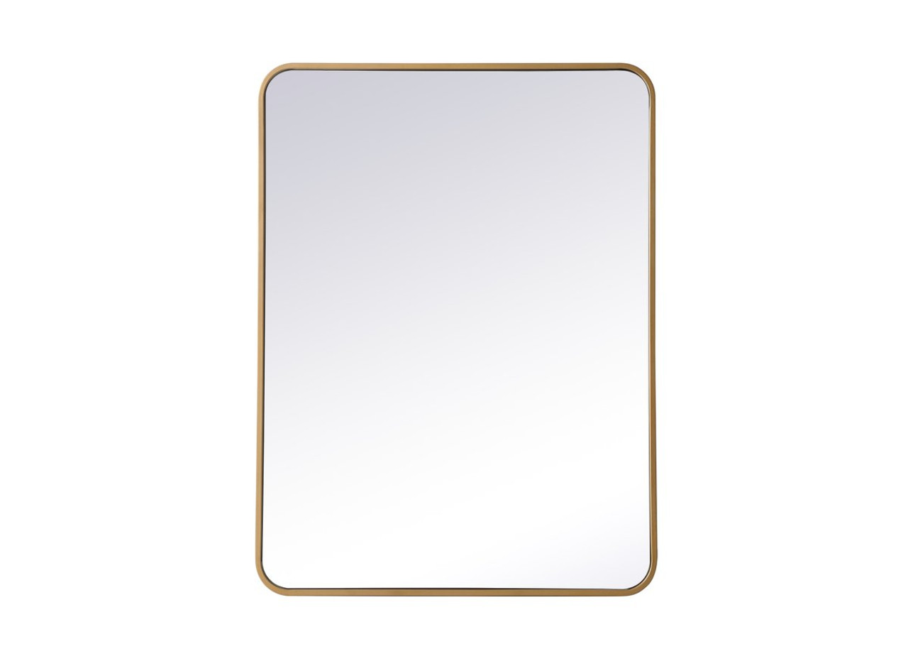 Elegant Decor MR802736BR Soft corner metal rectangular mirror 27x36 inch in Brass