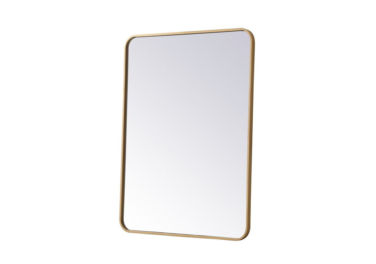 Elegant Decor MR802736BR Soft corner metal rectangular mirror 27x36 inch in Brass