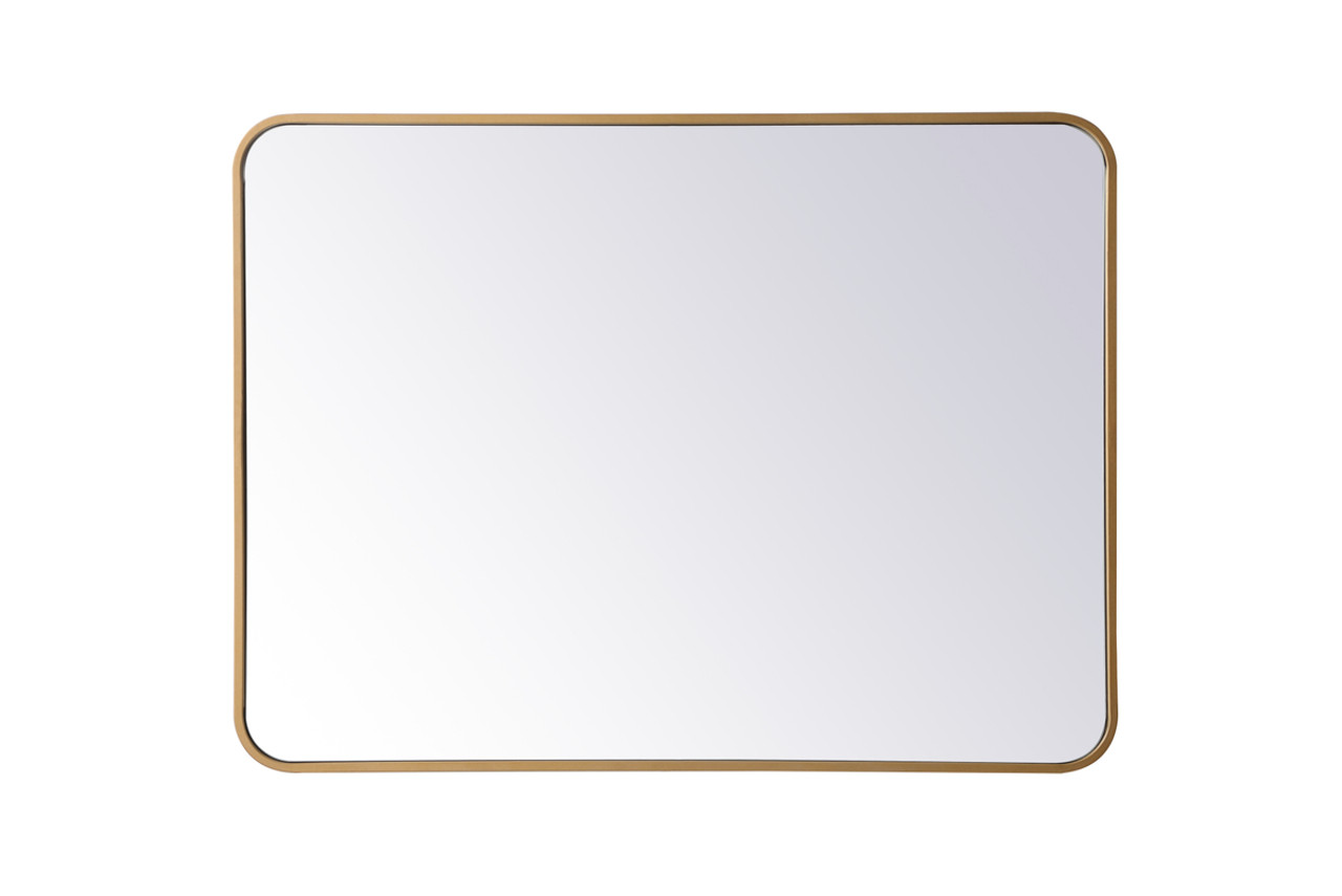 Elegant Decor MR802736BR Soft corner metal rectangular mirror 27x36 inch in Brass