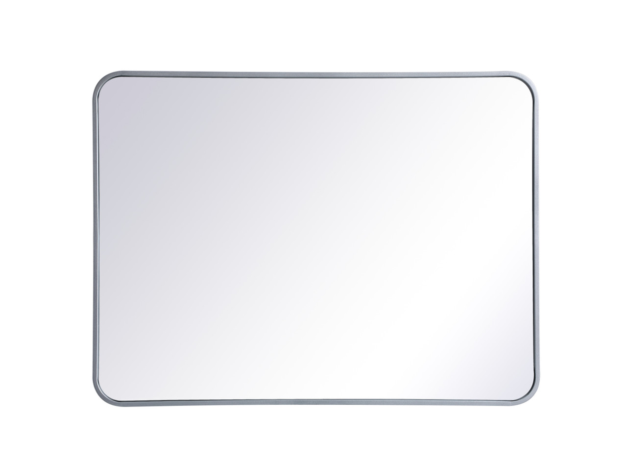 Elegant Decor MR802736S Soft corner metal rectangular mirror 27x36 inch in Silver