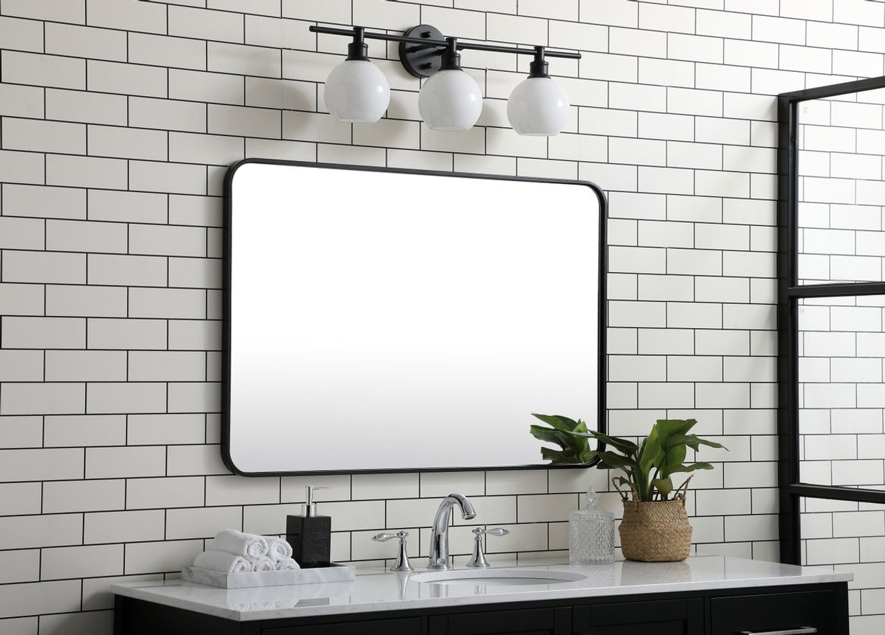 Elegant Decor MR802740BK Soft corner metal rectangular mirror 27x40 inch in Black