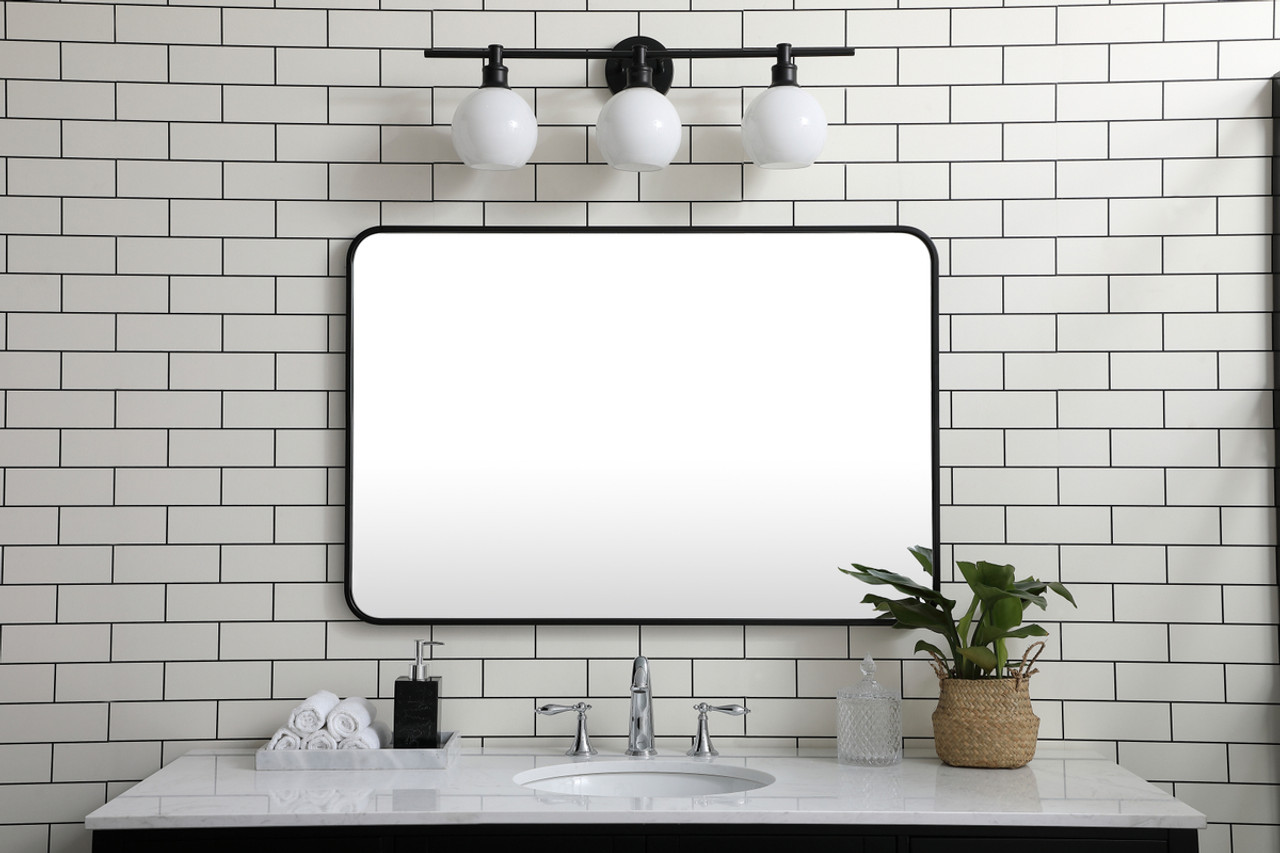 Elegant Decor MR802740BK Soft corner metal rectangular mirror 27x40 inch in Black