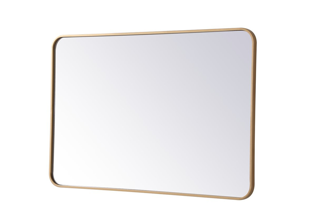 Elegant Decor MR802740BR Soft corner metal rectangular mirror 27x40 inch in Brass