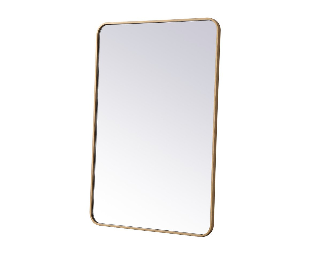 Elegant Decor MR802740BR Soft corner metal rectangular mirror 27x40 inch in Brass