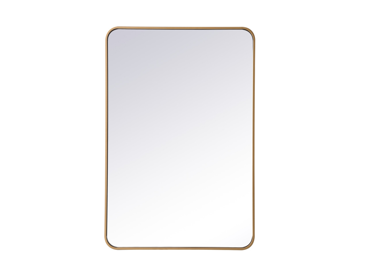 Elegant Decor MR802740BR Soft corner metal rectangular mirror 27x40 inch in Brass