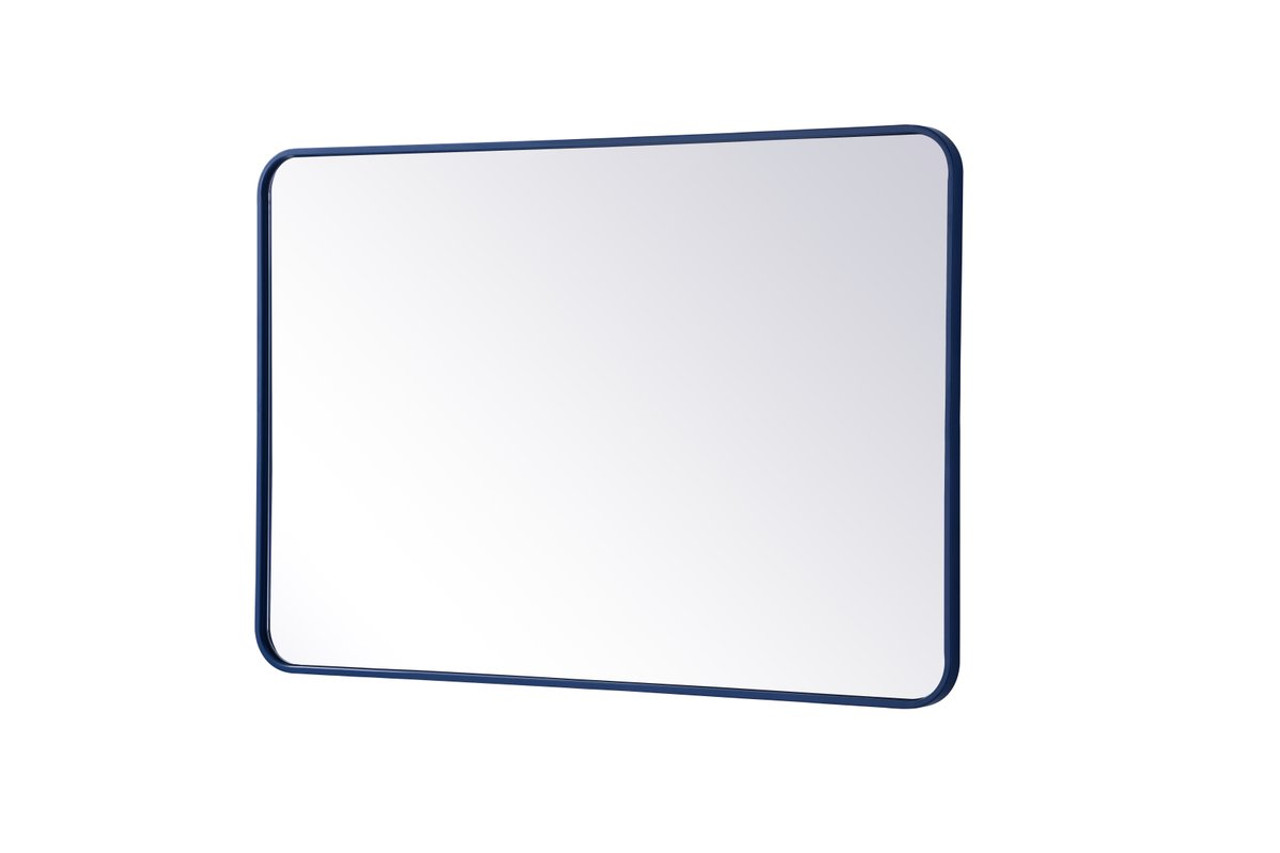 Elegant Decor MR802842BL Soft corner metal rectangular mirror 28x42 inch in Blue