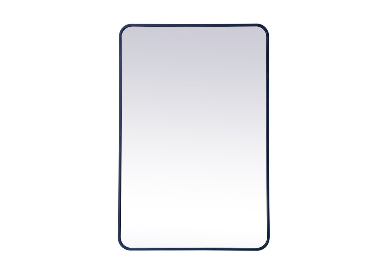 Elegant Decor MR802842BL Soft corner metal rectangular mirror 28x42 inch in Blue