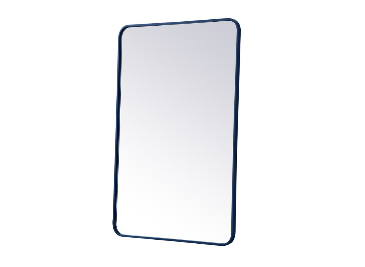 Elegant Decor MR802842BL Soft corner metal rectangular mirror 28x42 inch in Blue