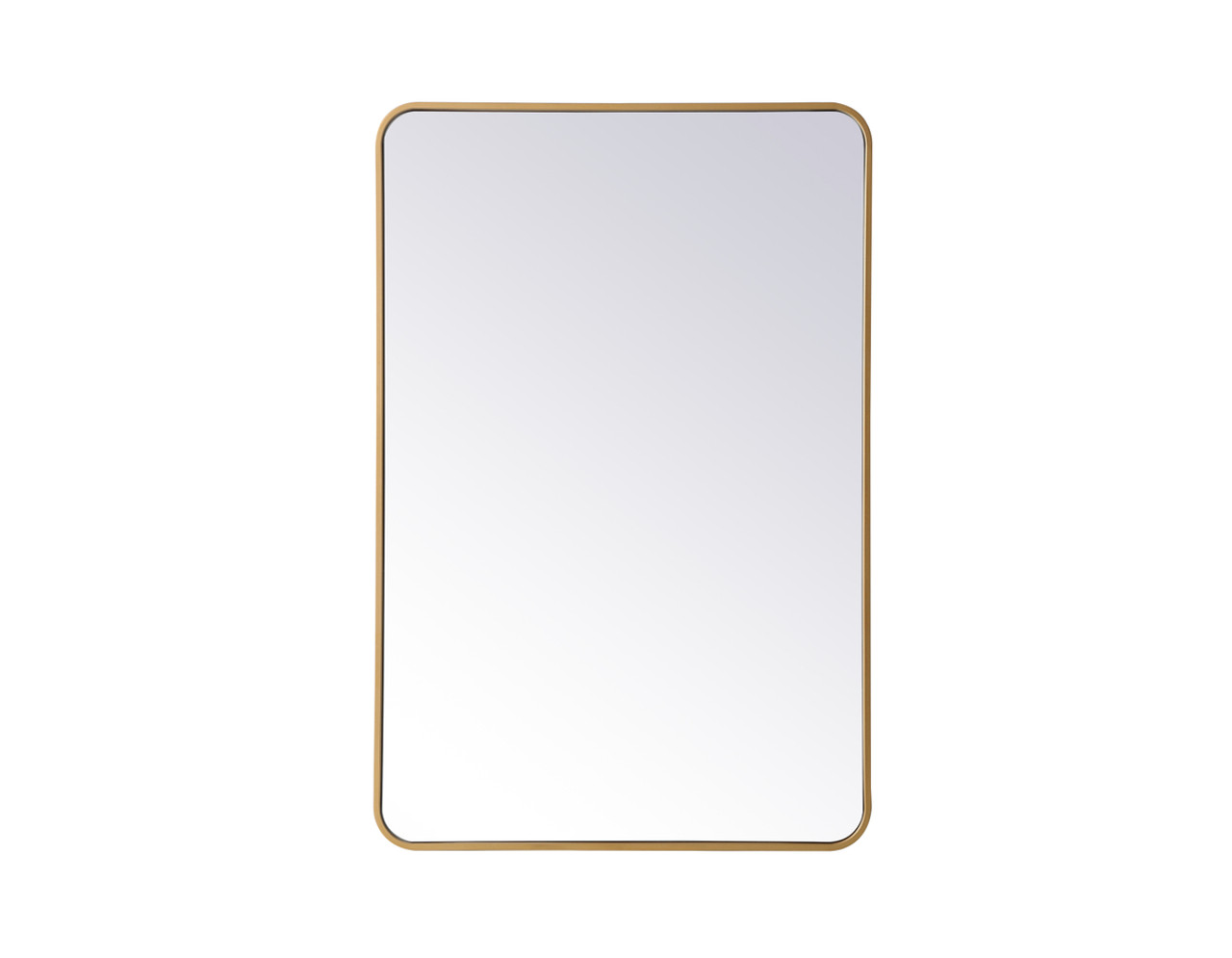 Elegant Decor MR802842BR Soft corner metal rectangular mirror 28x42 inch in Brass