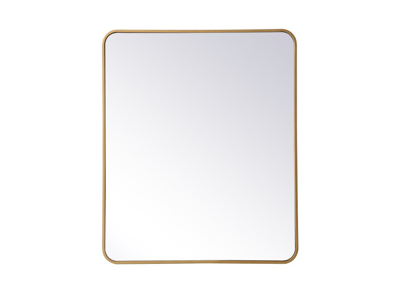 Elegant Decor MR803036BR Soft corner metal rectangular mirror 30x36 inch in Brass