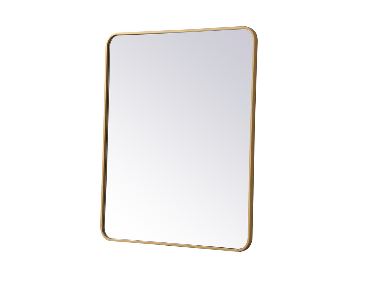 Elegant Decor MR803036BR Soft corner metal rectangular mirror 30x36 inch in Brass