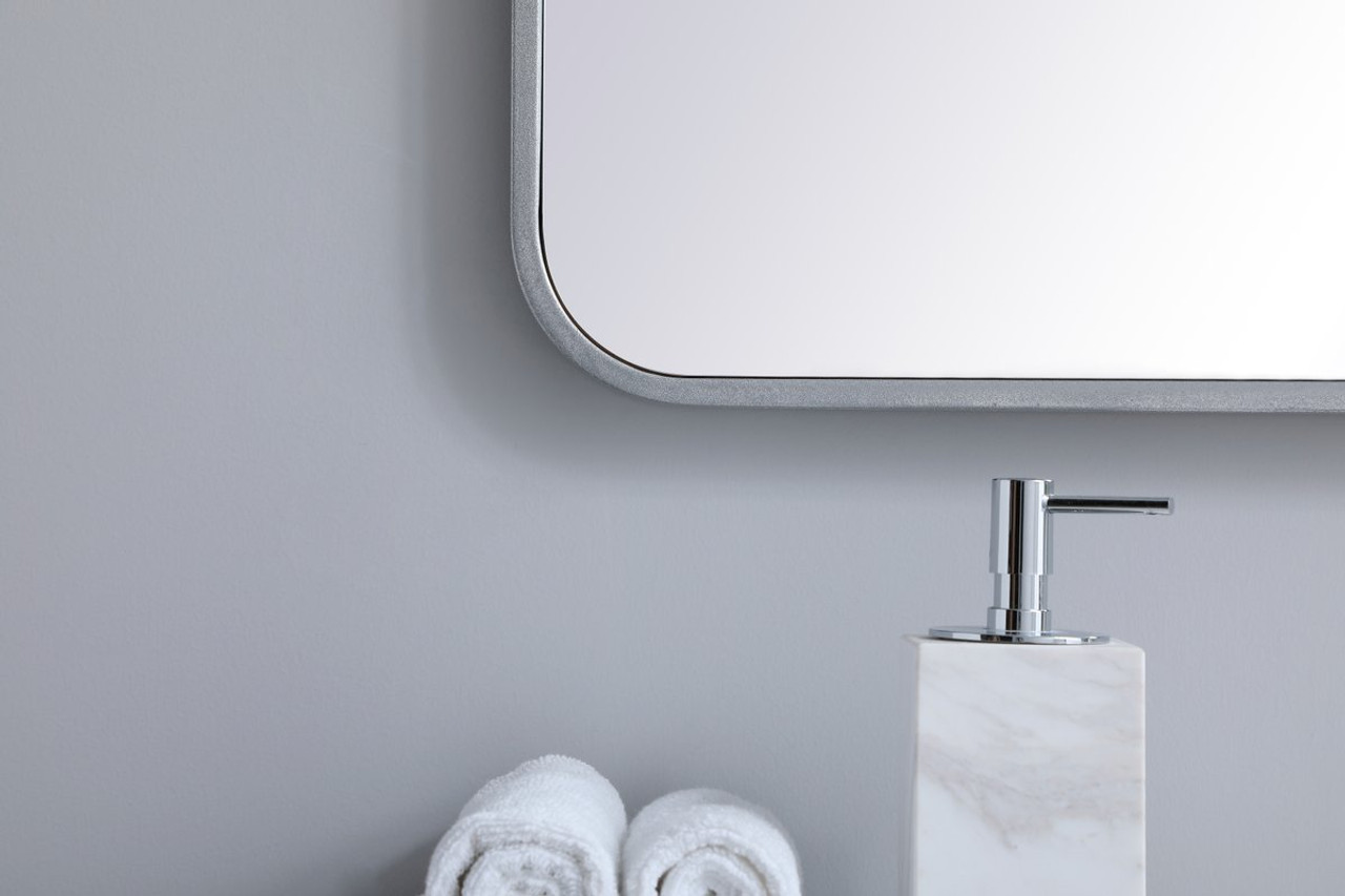 Elegant Decor MR803036S Soft corner metal rectangular mirror 30x36 inch in Silver Elegant Decor MR803036S Soft corner metal rectangular mirror 30x36 inch in Silver