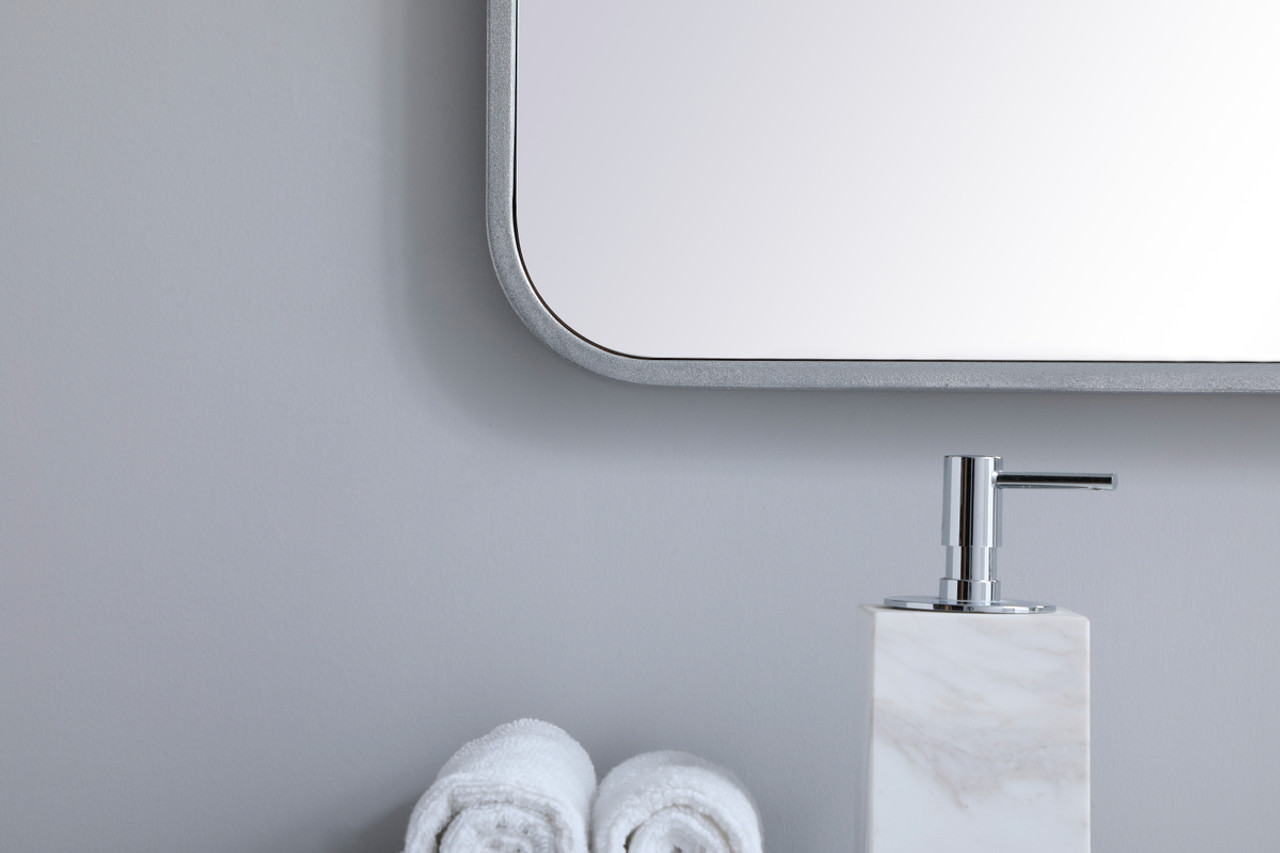 Elegant Decor MR803036S Soft corner metal rectangular mirror 30x36 inch in Silver Elegant Decor MR803036S Soft corner metal rectangular mirror 30x36 inch in Silver