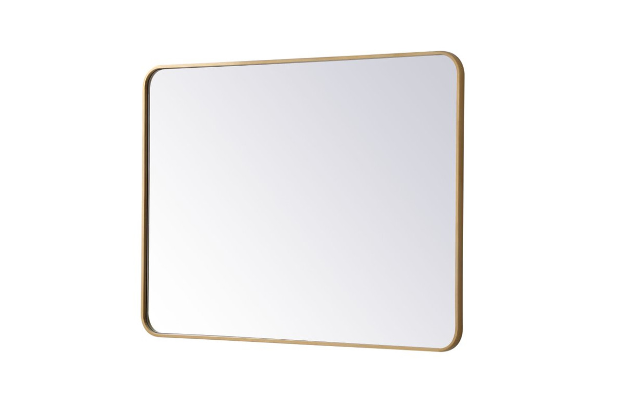 Elegant Decor MR803040BR Soft corner metal rectangular mirror 30x40 inch in Brass