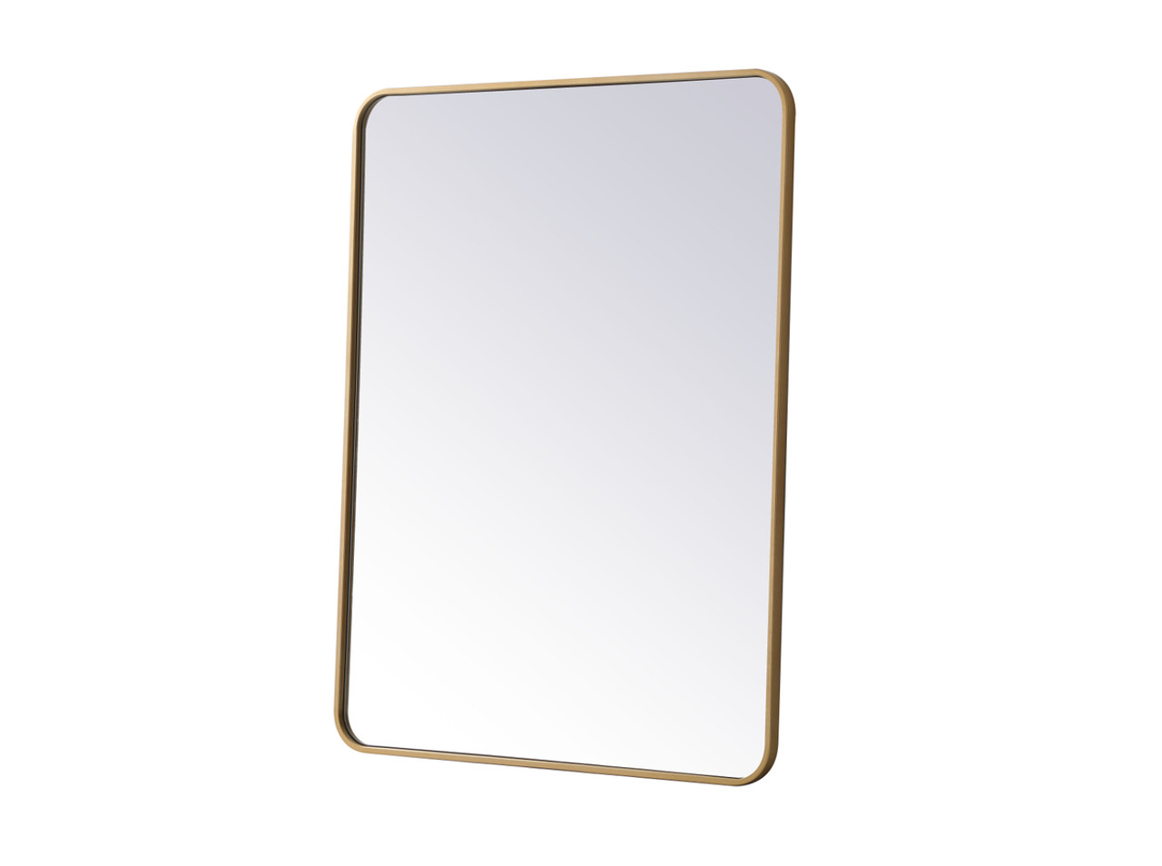 Elegant Decor MR803040BR Soft corner metal rectangular mirror 30x40 inch in Brass