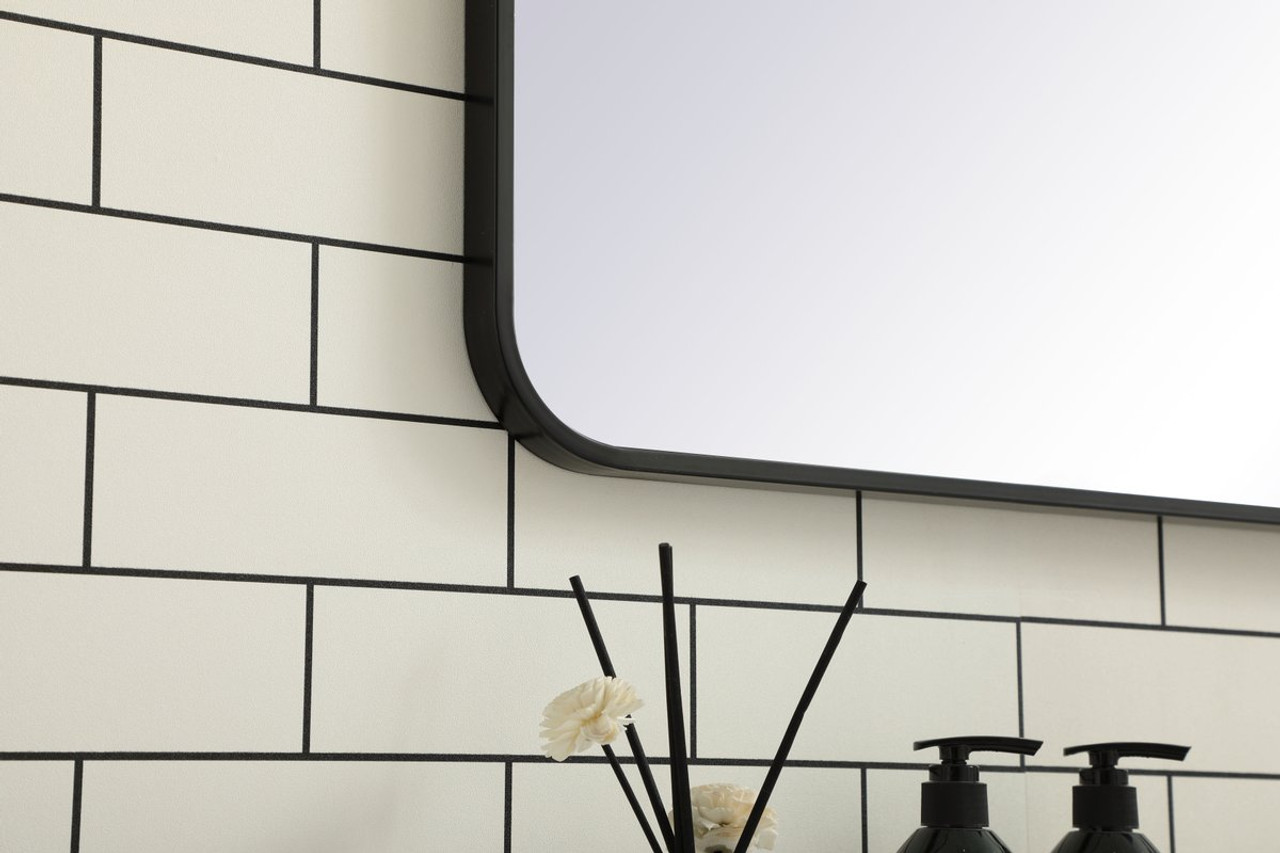 Elegant Decor MR803048BK Soft corner metal rectangular mirror 30x48 inch in Black