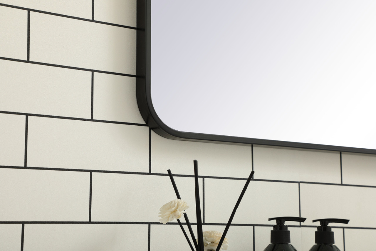 Elegant Decor MR803048BK Soft corner metal rectangular mirror 30x48 inch in Black