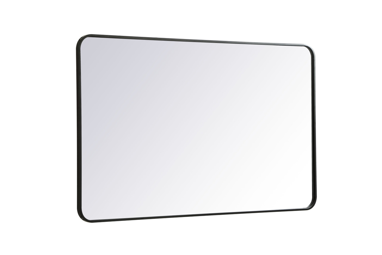 Elegant Decor MR803048BK Soft corner metal rectangular mirror 30x48 inch in Black