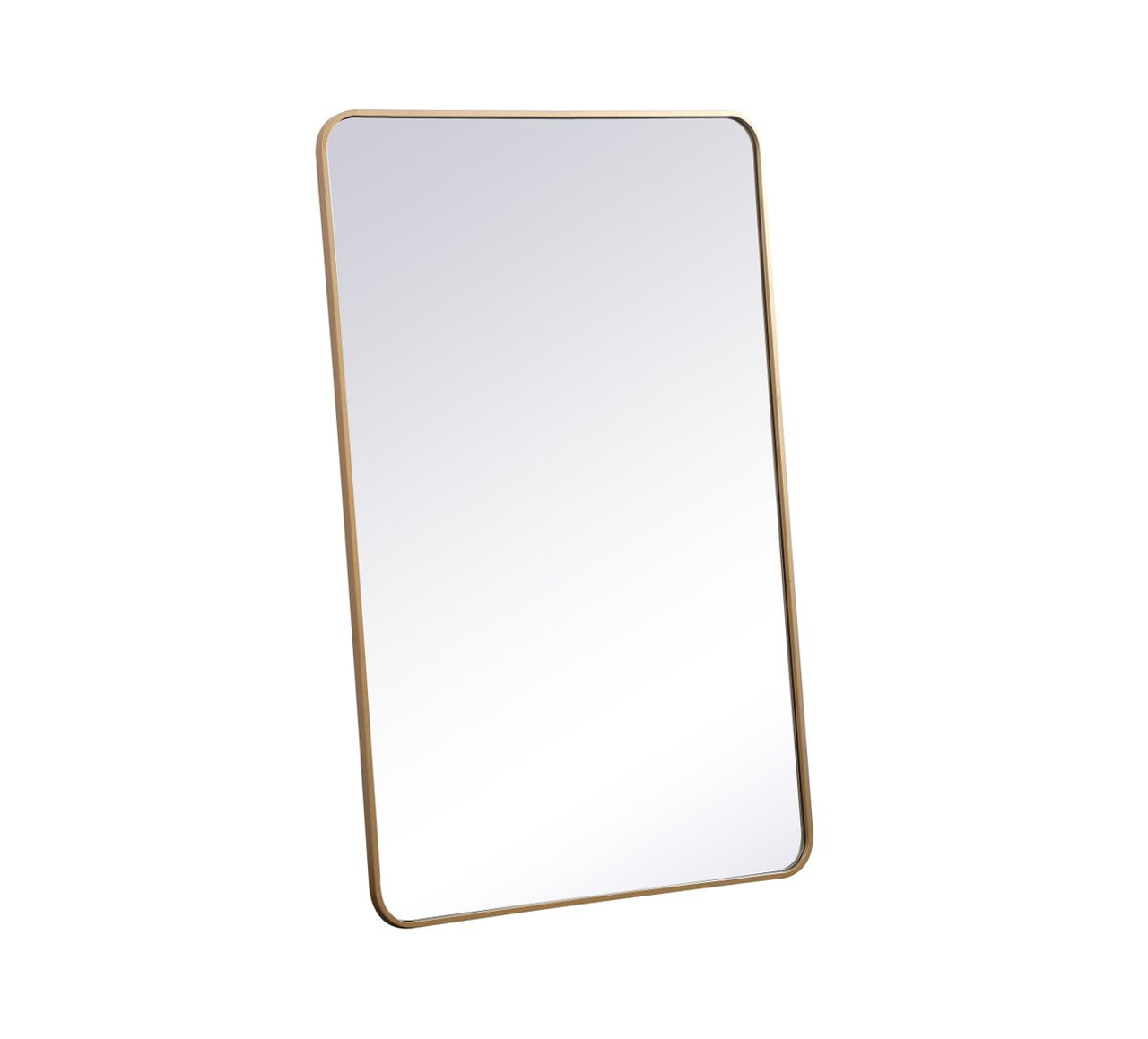 Elegant Decor MR803048BR Soft corner metal rectangular mirror 30x48 inch in Brass