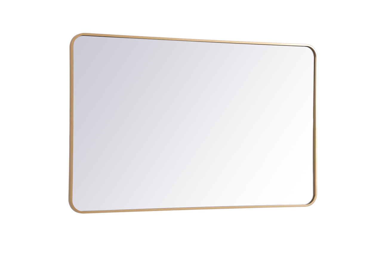 Elegant Decor MR803048BR Soft corner metal rectangular mirror 30x48 inch in Brass