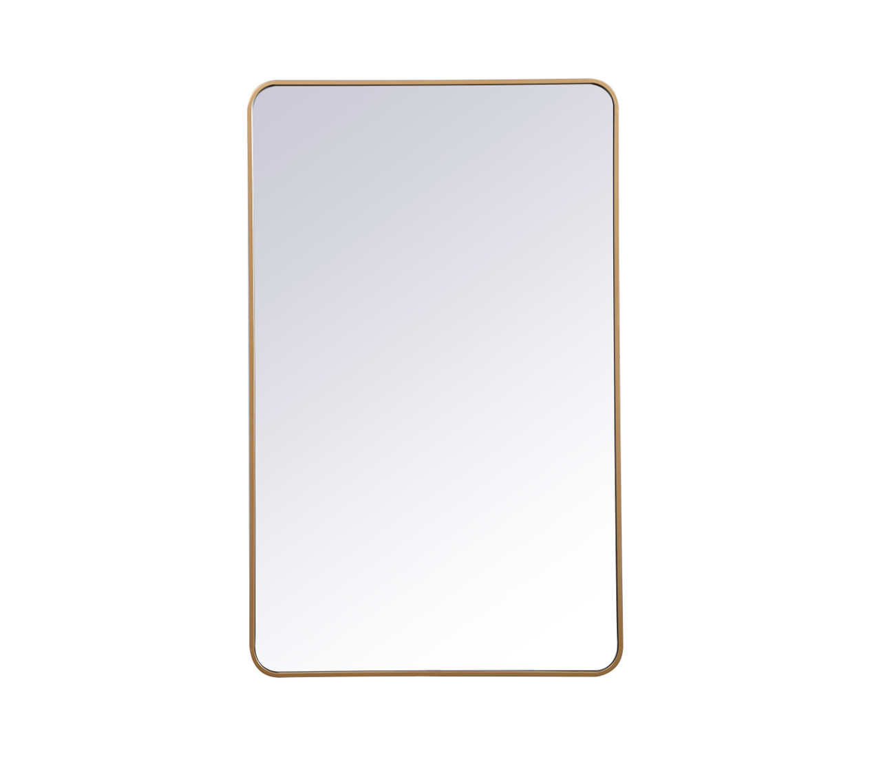 Elegant Decor MR803048BR Soft corner metal rectangular mirror 30x48 inch in Brass