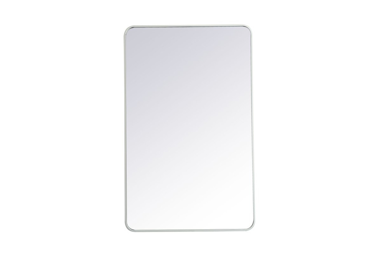 Elegant Decor MR803048WH Soft corner metal rectangular mirror 30x48 inch in White