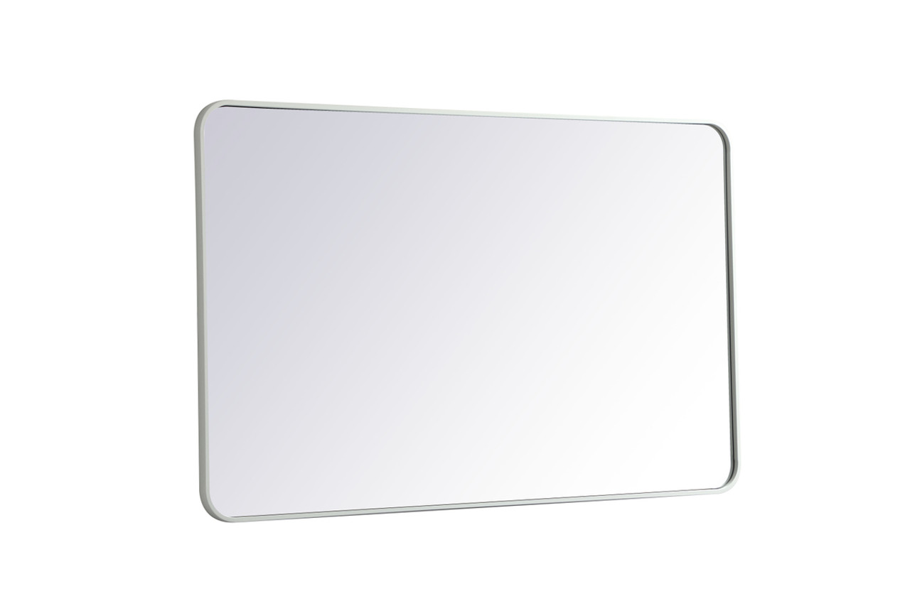 Elegant Decor MR803048WH Soft corner metal rectangular mirror 30x48 inch in White