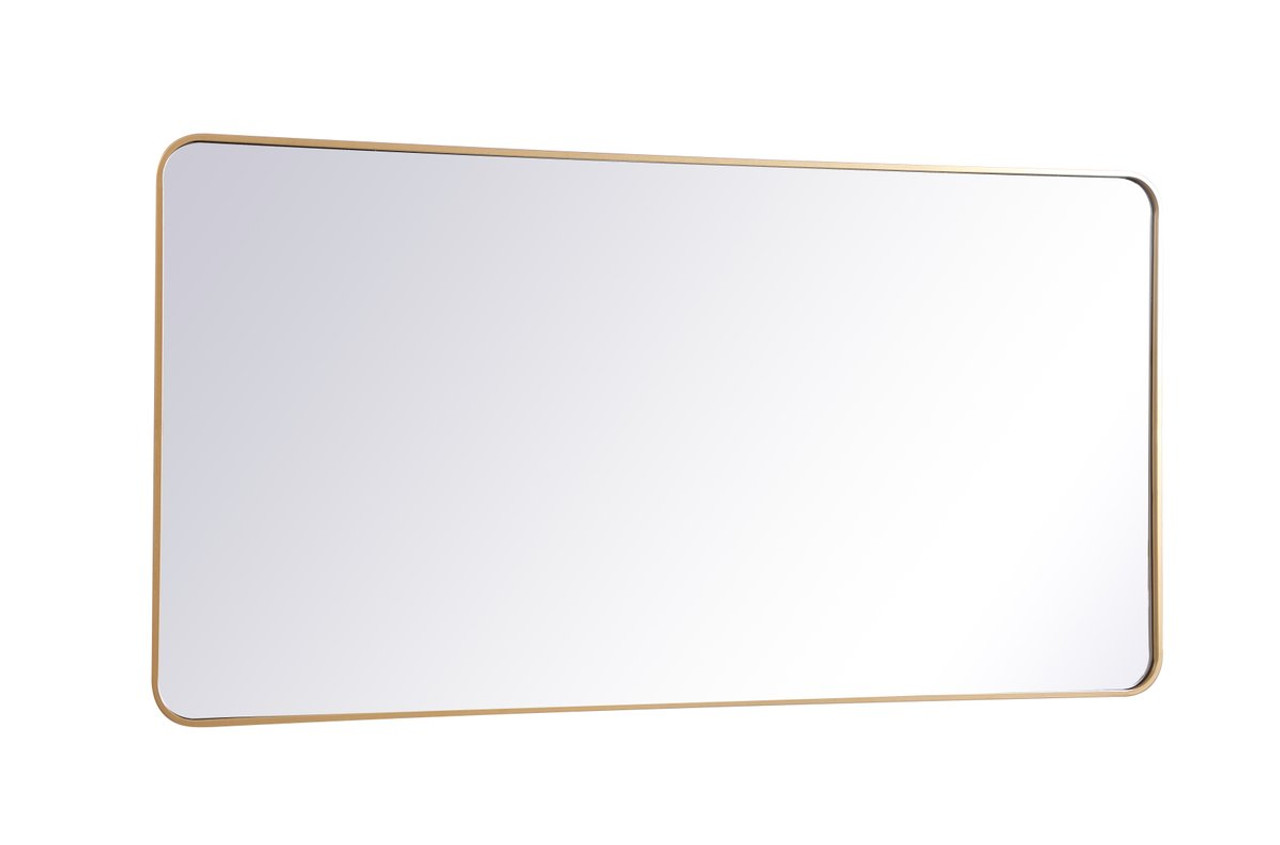 Elegant Decor MR803060BR Soft corner metal rectangular mirror 30x60 inch in Brass