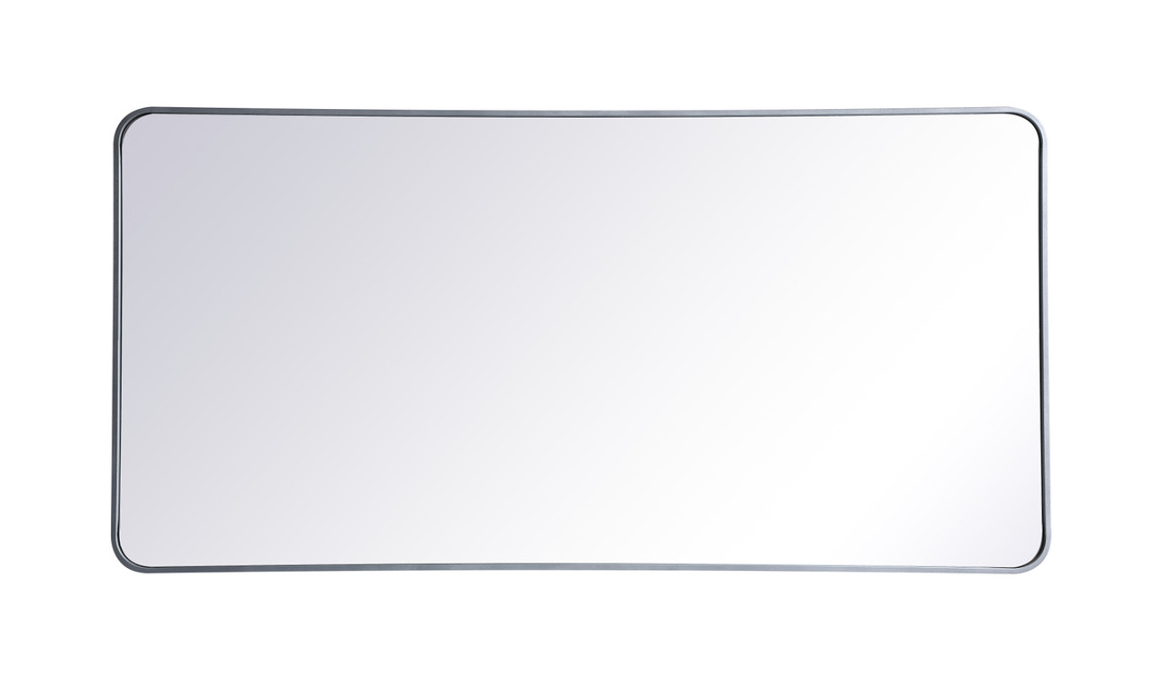 Elegant Decor MR803060S Soft corner metal rectangular mirror 30x60 inch in Silver