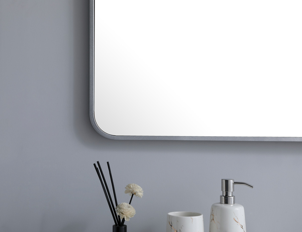 Elegant Decor MR803060S Soft corner metal rectangular mirror 30x60 inch in Silver