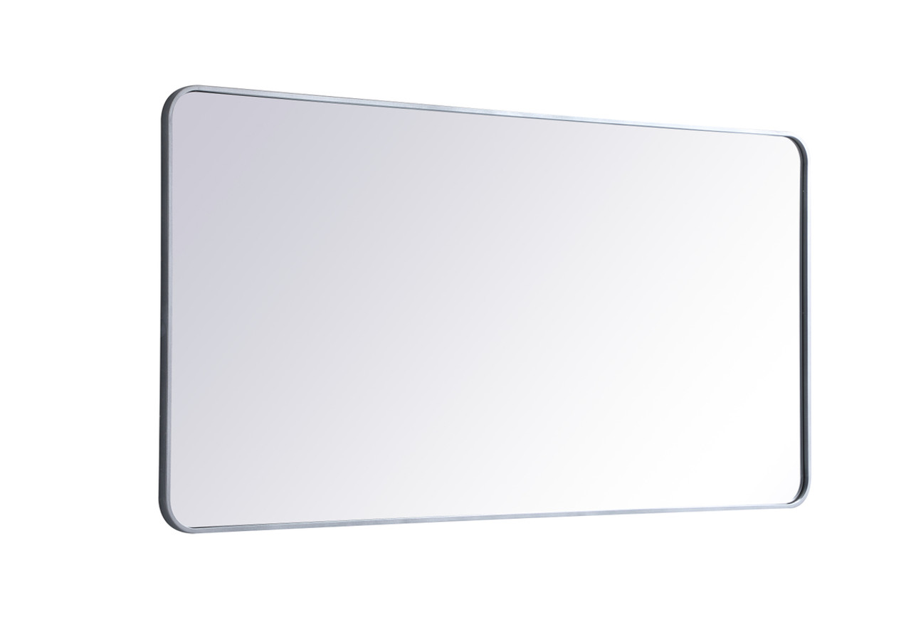 Elegant Decor MR803060S Soft corner metal rectangular mirror 30x60 inch in Silver