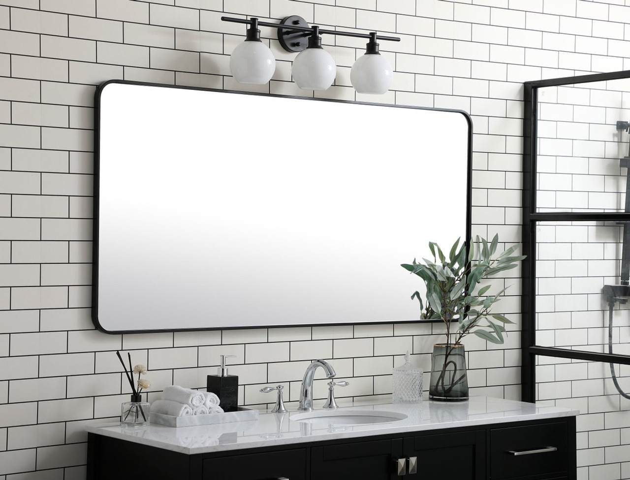 Elegant Decor MR803060BK Soft corner metal rectangular mirror 30x60 inch in Black