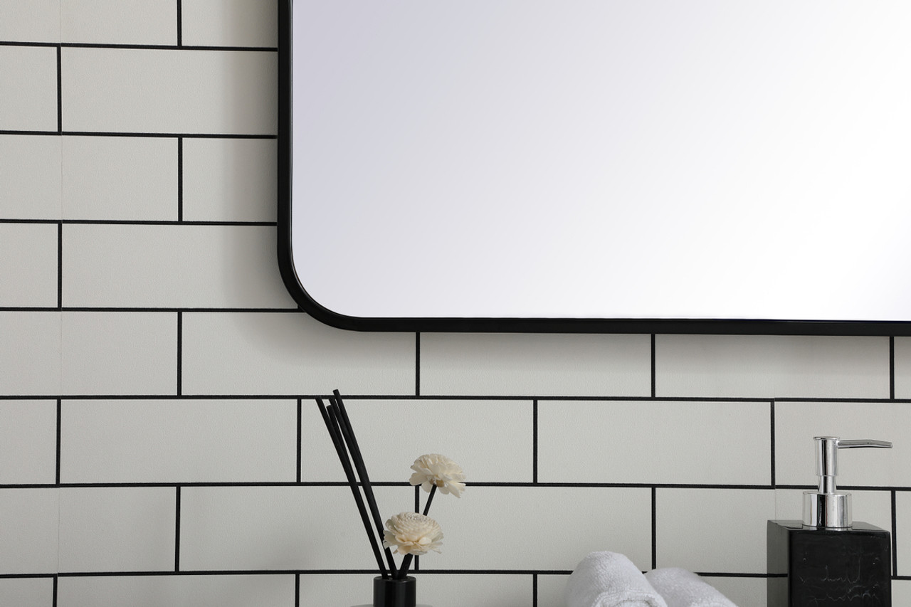 Elegant Decor MR803060BK Soft corner metal rectangular mirror 30x60 inch in Black