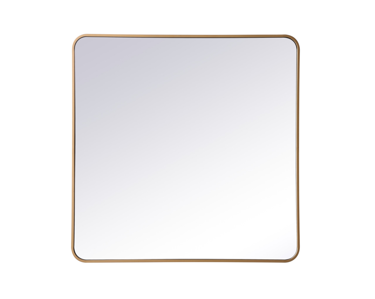 Elegant Decor MR803636BR Soft corner metal rectangular mirror 36x36 inch in Brass