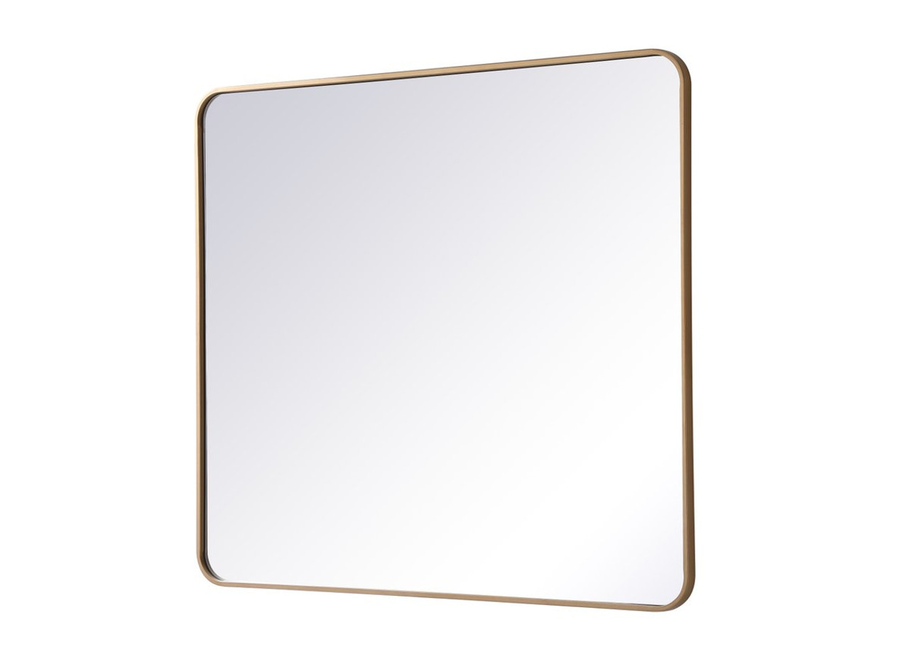 Elegant Decor MR803640BR Soft corner metal rectangular mirror 36x40 inch in Brass
