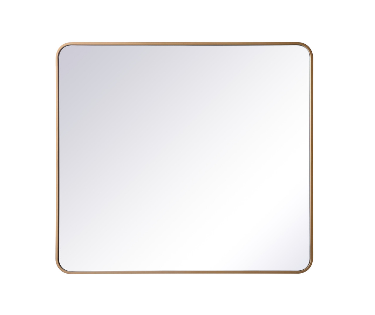 Elegant Decor MR803640BR Soft corner metal rectangular mirror 36x40 inch in Brass