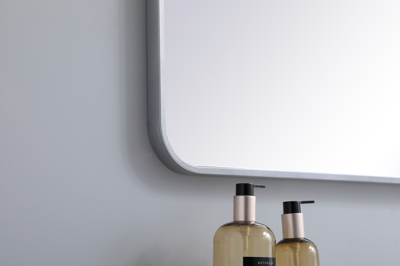 Elegant Decor MR803640S Soft corner metal rectangular mirror 36x40 inch in Silver