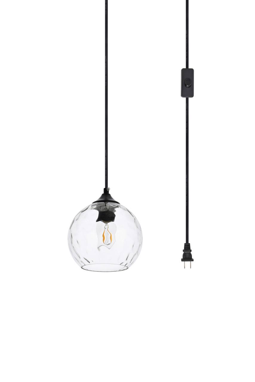 Living District LDPG2280 Cashel 1 light Black and Clear glass plug-in pendant