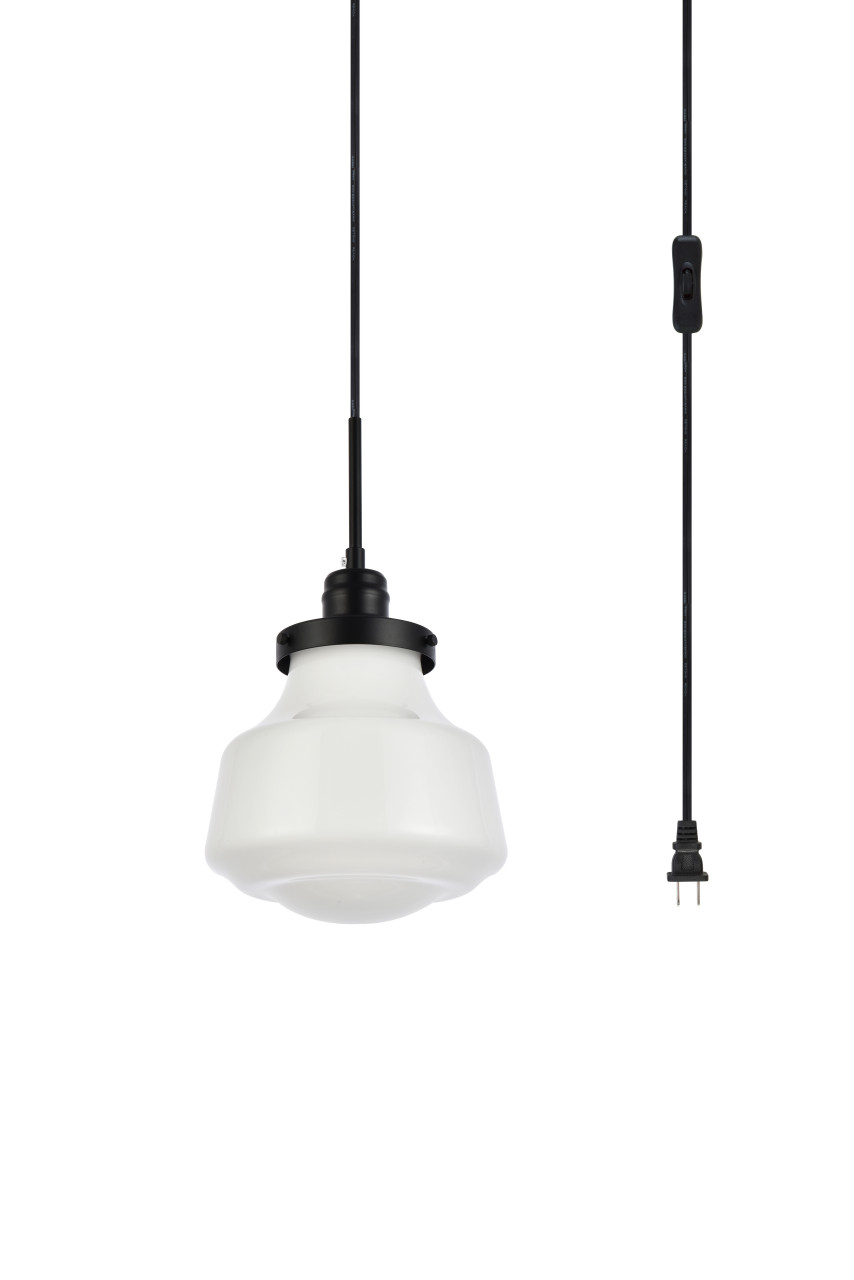 Living District LDPG6255BK Lyle 1 light Black and frosted white glass plug in pendant